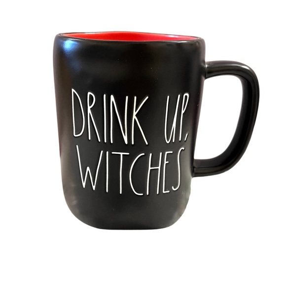 Rae Dunn ‘Drink Up Witches’ Halloween Black Mug White Letters Rare - Picture 1 of 3